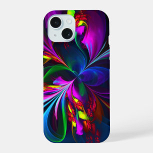 Coque iPhone 15 Art abstrait floral moderne motif rouge bleu #15