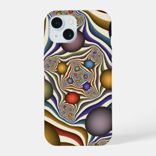 Coque iPhone 15 Art abstrait fractal moderne coloré qui s'envole