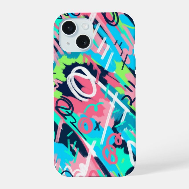 Coque iPhone 15 Art abstrait funky (Verso)