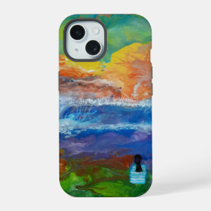 Coque iPhone 15 art abstrait original Big Wave matins