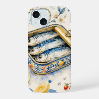 Coque iPhone 15 Art d'aquarelle de sardine sicilienne