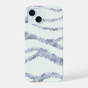 Coque iPhone 15 Art de grattage de gomme de zèbre gris nuageux