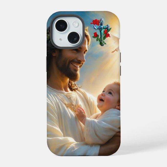 Coque iPhone 15 art de Jésus (Verso)