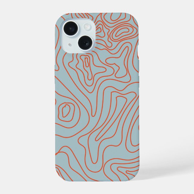 Coque iPhone 15 Art de topographie des sentiers de camping (Verso)