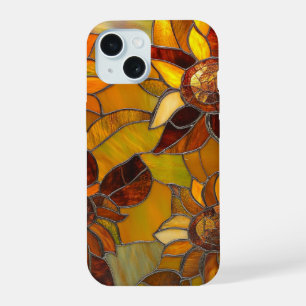 Coque iPhone 15 Art de vitrail Tournesol pour les amoureux de la n