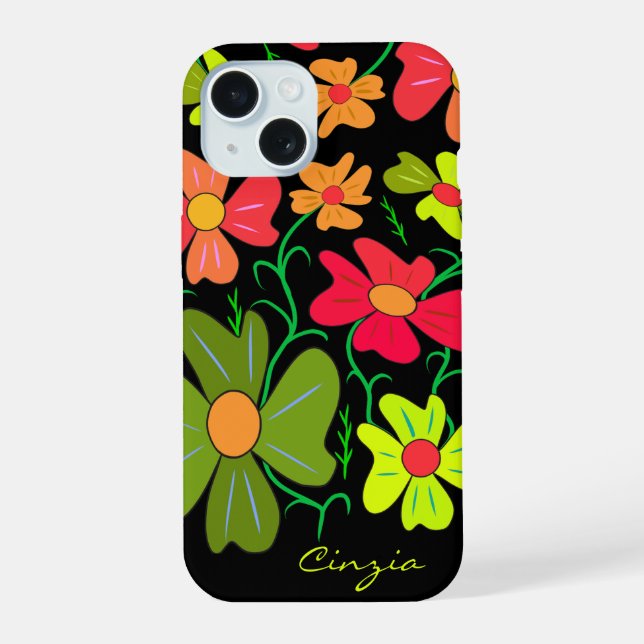 Coque iPhone 15 Art floral (Verso)