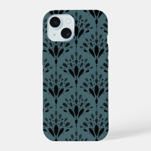 Coque iPhone 15 Art floral botanique vert forêt profonde