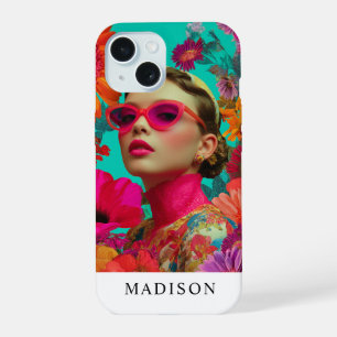 Coque iPhone 15 Art floral coloré - Femme