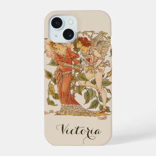 Coque iPhone 15 Art victorien vintage, Rose par Walter Crane