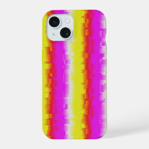Coque iPhone 15 Artdeco rose Jaune Artdeco Arc-en-ciel rayures