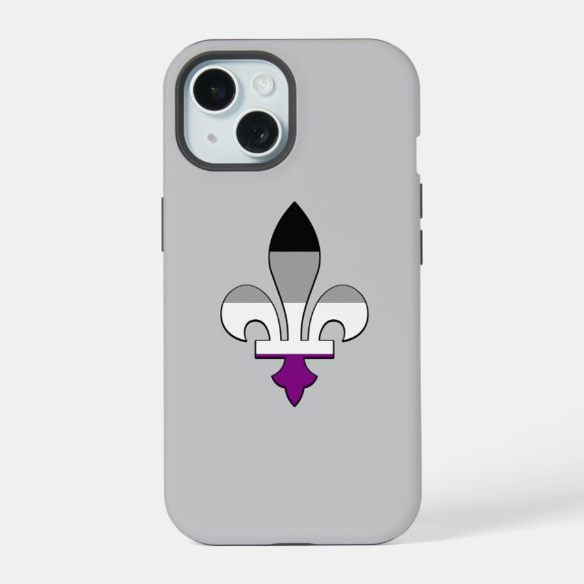 Coque iPhone 15 Asexuality pride fleur-de-lis (Verso)