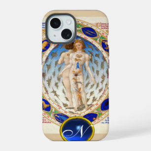 COQUE iPhone 15 ASTROLOGIE ANCIENNE, SIGNES DU ZODIAQUE MONOGRAMME