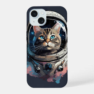 Coque iPhone 15 Astronaut Chat Dans L'Espace Aquarelle Art