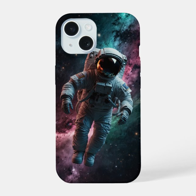 Coque iPhone 15 Astronaute flottant dans l'espace. (Verso)