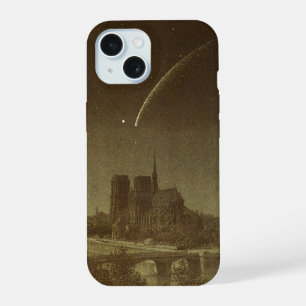 Coque iPhone 15 Astronomie vintage, comète de Donati au-dessus de