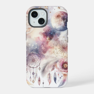 Coque iPhone 15 Attrape-rêves Bleu et Rose