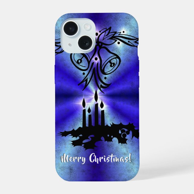 Coque iPhone 15 Avent, Artdeco de Noël sur Blue Green Rainbow (Verso)