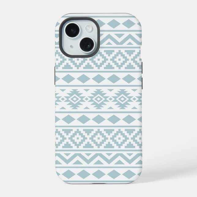 Coque iPhone 15 Aztec Essence Ptn III Canard Bleu oeuf Blanc (Verso)