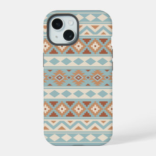 Coque iPhone 15 Aztec Essence Ptn IIIb Blue Cream Terracottas