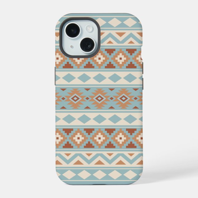 Coque iPhone 15 Aztec Essence Ptn IIIb Blue Cream Terracottas (Verso)