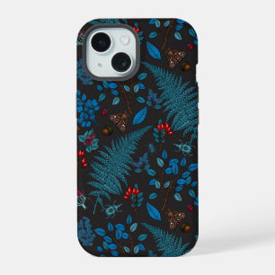 Coque iPhone 15 Baies forestières, feuilles et boeufs 1