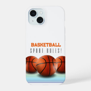 Coque iPhone 15 Ballons de Basket Règles de Sport