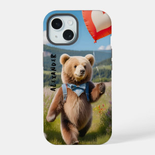 Coque iPhone 15 Ballons en forme de coeur de l'ours doux