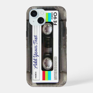 Coque iPhone 15 Bande cassette de musique rétro des années 80 drôl
