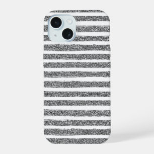 Coque iPhone 15 Bande de Parties scintillant en argent