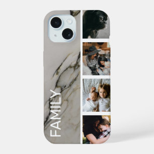 Coque iPhone 15 Bande de photomaton de famille Instagram en marbre