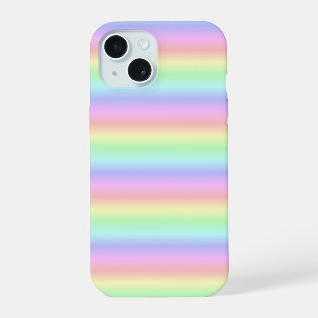 Coque iPhone 15 Bandes arc-en-ciel Pastel - motif (Verso)