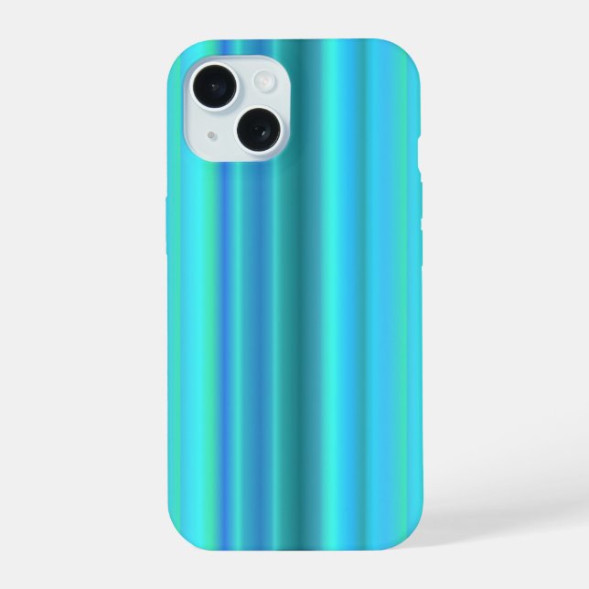 Coque iPhone 15 Bandes arc-en-ciel vert bleu (Verso)