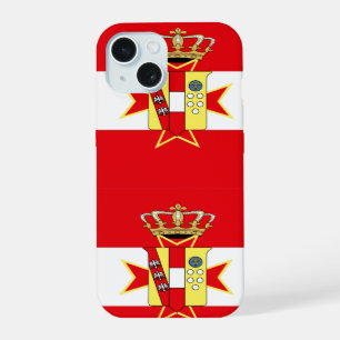 Coque iPhone 15 Bannière blanche rouge Grand-Duché de Toscane