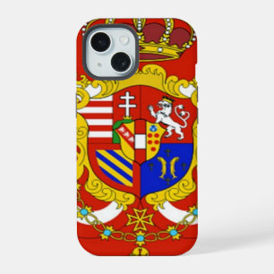 Coque iPhone 15 Bannière rouge blanc Grand-Duché de Toscane
