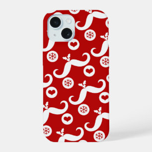 Coque iPhone 15 Barbe ridicule Joyeux visage de Père Noël Flocon d