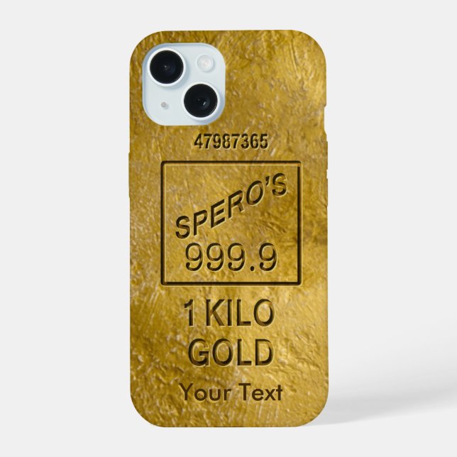 Coque iPhone 15 Barre d'or (Verso)