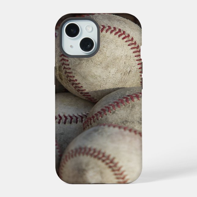 Coque iPhone 15 Base-ball vintage gros plan (Verso)