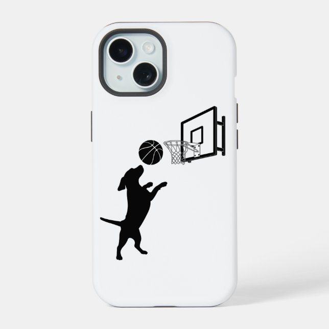 Coque iPhone 15 Basket-ball animal de dessin animé (Verso)
