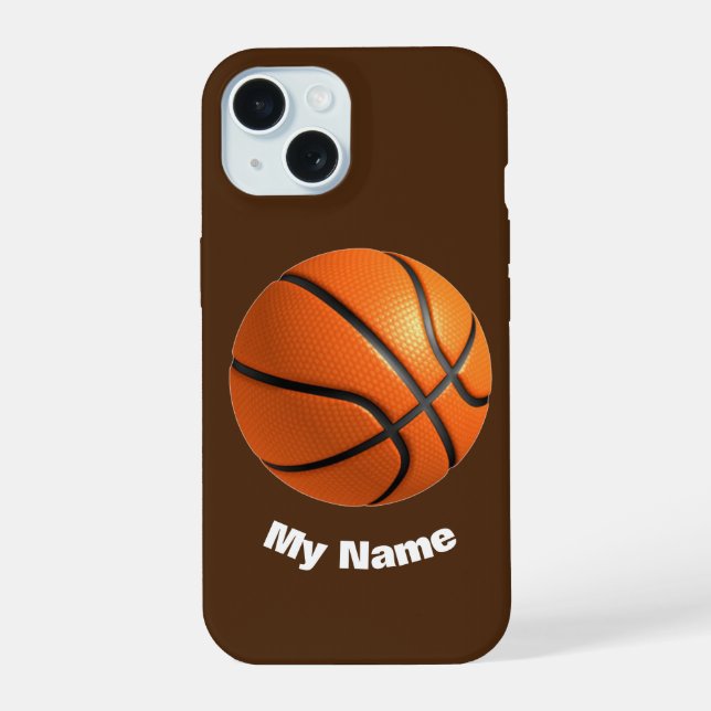 Coque iPhone 15 Basket-ball Votre nom (Verso)