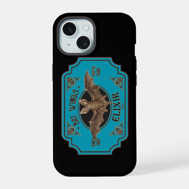 Coque iPhone 15 BAT WINGS ELIXIR drôle halloween (Verso)
