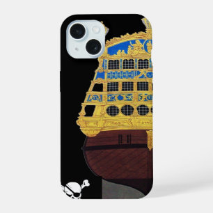 COQUE iPhone 15 BATAILLE DE BATEAU PIRATE / CARTES DE TRÉSOR PIRAT