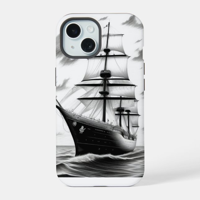 Coque iPhone 15 Bateau Vintage (Verso)