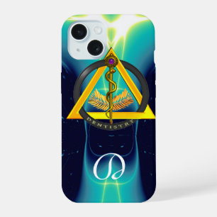 COQUE iPhone 15 BÂTON D'ASCLEPIOS DENTISTE DENTISTERIE MONOGRAMME