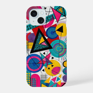 Coque iPhone 15 Bauhaus géométrique abstrait vibrant - sarcelle ro