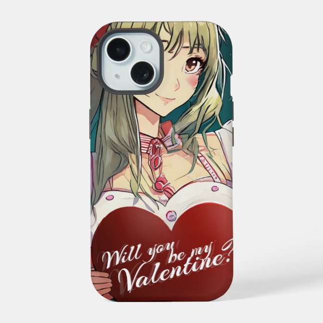 Coque iPhone 15 Be My Valentine in Manga Style 33893 (Verso)
