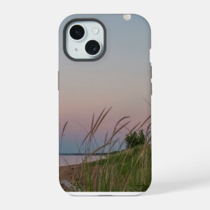Coque iPhone 15 Beach Dunes Pleine lune Sky du soir