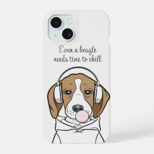 Coque iPhone 15 Beagle de refroidissement avec Bubblegum mignon ch