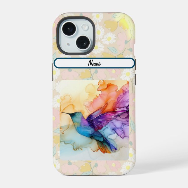 Coque iPhone 15 Beau Colibri dur (Verso)