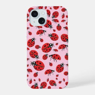 Coque iPhone 15 Beaucoup de coccinelles rouges motif chanceux past