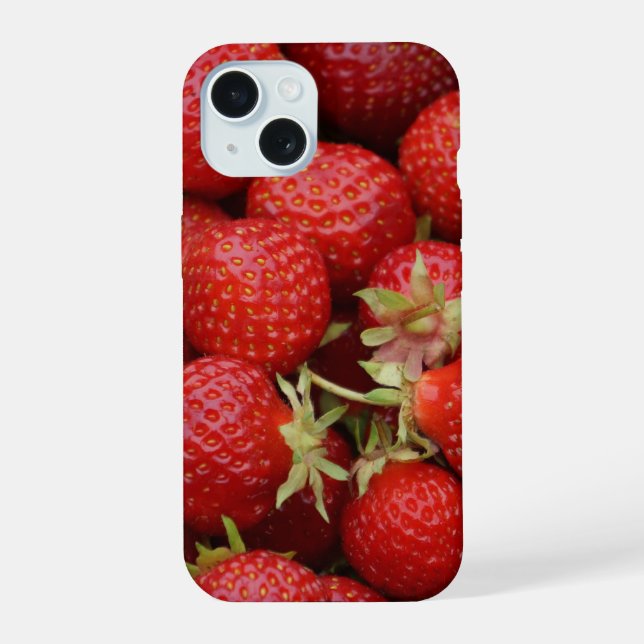 Coque iPhone 15 Beaucoup de fraises fraîches (Verso)